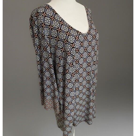 J. Jill Blue, Black & Pink Geometric Patterned Top, Size: Medium - Picture 3 of 9